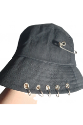 Siyah Piercingli, Çengelli İğneli Balıkçı Bucket Şapka - 4