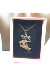 Bronz Renk 40mm Aşık Kuşlar Figürlü Kolye - 1