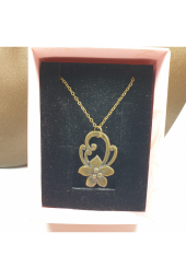 Bronz Renk 30mm Çiçek Figürlü Kolye - 1