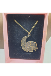 Bronz Renk 35mm Kedi Figürlü Kolye - 1