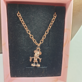 Bakır Renk 20mm Mickey Mouse Figürlü Kolye - 2