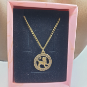 Bronz Renk 22mm Aslan Burcu Figürlü Kolye - 2