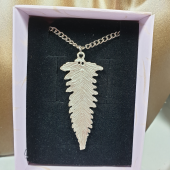Gümüş Renk 5cm Yaprak Figürlü Kolye - 2