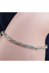 Gümüş Renk İnce Burgu Bileklik -20cm - 1