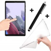Samsung Galaxy A7 Lite T220 Silikon Kılıf Şeffaf + Temperli Cam + Kalem - 1