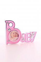 2 Adet Baby Yazılı Sevimli Mini Resim Çerçevesi Pembe - 1
