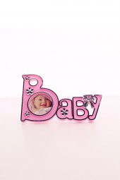 2 Adet Baby Yazılı Sevimli Mini Resim Çerçevesi Pembe - 2