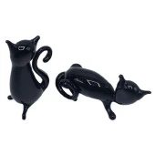 Murano Cam İkili Kara Kedi Dekoratif Biblo thumbnail 4