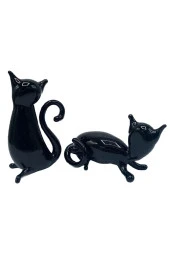 Murano Cam İkili Kara Kedi Dekoratif Biblo thumbnail 5