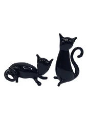 Murano Cam İkili Kara Kedi Dekoratif Biblo thumbnail 6