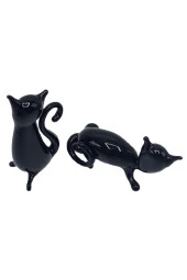 Murano Cam İkili Kara Kedi Dekoratif Biblo thumbnail 7