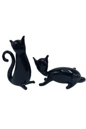 Murano Cam İkili Kara Kedi Dekoratif Biblo thumbnail 8