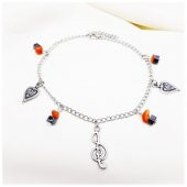 Sedef - Hematit Doğal Taş Sol Anahtarı Halhal - 4