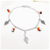 Sedef - Hematit Doğal Taş Sol Anahtarı Halhal - 5