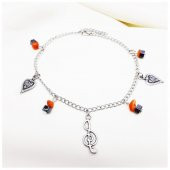 Sedef - Hematit Doğal Taş Sol Anahtarı Halhal - 6