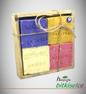 Bitkiselce ÇİÇEK SERİSİ BİTKİSEL SABUN (Lavanta-Gül-Orkide-Papatya) Hediye edilebilir ahşap kutulu - 1