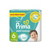 Prima Aktif Bebek 6 Numara Ekstra Large 102'li Bebek Bezi - 1