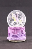 Mor Unicorn Tasarımlı Kar Küresi Işıklı Müzikli 12 cm - 2