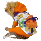 Flower Power Çantalı Tulumlu Su itici Yağmurluklu Köpek Seti Kıyafeti - 2