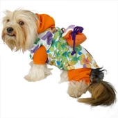 Flower Power Çantalı Tulumlu Su itici Yağmurluklu Köpek Seti Kıyafeti - 4