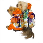 Flower Power Çantalı Tulumlu Su itici Yağmurluklu Köpek Seti Kıyafeti - 5