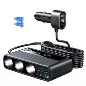 Joyroom JR-CL06 Üç Soketli 5in1 154W Araç Şarj Adaptörü PD+QC3.0+USB*4 - 1