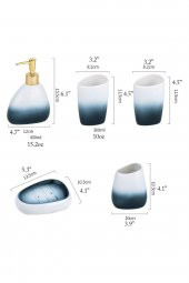 Porselen Banyo Seti Stantlı Wc Sıvı Sabunluk Lavabo Takımı 6lı - 5