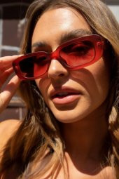 Chunky Frame Vintage Kırmızı Güneş Gözlüğü - 1