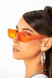 Chunky Frame Vintage Turuncu Güneş Gözlüğü - 1