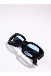 Chunky Frame Vintage Siyah Mavi Güneş Gözlüğü - 3