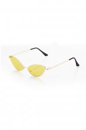 POLO55 Sarı Camlı Metal Çerçeveli Küçük Cat Eye Kadın Güneş Gözlüğü thumbnail 2