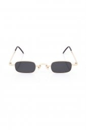POLO55 Siyah Camlı Gold Metal Çerçeveli Küçük Dikdörtgen Retro Kadın Güneş Gözlüğü thumbnail 3