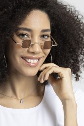 POLO55 Metal Çerçeveli Küçük Kare Kadın Güneş Gözlüğü PL21kg109r009 thumbnail 2