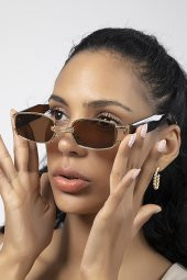 PL22KG004R003 Vintage Kahverengi Kadın Güneş Gözlüğü thumbnail 2