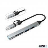 Winex 5in1 UsbA ve Type-C To UsbA 3.01, TF, SD Çoklayıcı Hub Adaptör - 2