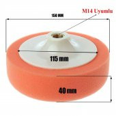 Pasta Cila Polisaj Süngeri Zımpara Tabanlı Turuncu 150 mm + M14 Matkap Aparatı - 5