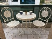 Panalı Ferforje Metal Masa Sandalye Seti Beyaz 8220-21 - 1