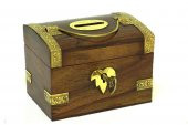 Kumbara Kilitli Ahşap Kutu Kumbara Hediyelik - 4