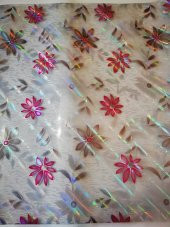 ŞEFFAF  MASA ÖRTÜSÜ 1,7 mm 80 cm x 110 cm Kalın DESENLİ Pvc Kaymaz Masa Örtüsü Koruyucu PEMBE ÇİÇEK - 1