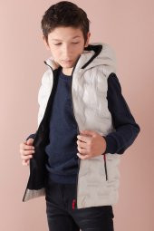 Erkek Çocuk Desenli Kapüşonlu Şişme Yelek 14582 - 1
