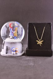Sevgiliye El Ele Tutuşan Aşıklar Kar Küresi 9 cm ve Zirkon Taş Kolye Set - 1
