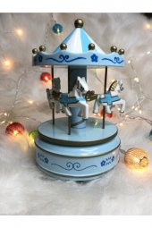 Nostaljik Atlı Karınca Dekoratif Müzik Kutusu Mavi thumbnail 1