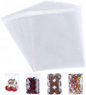 100 Adet 15x25 Kendinden Yapışkanlı Açılıp Kapanabilir Şeker Kurabiye Şeffaf Plastik Poşet Torba - 1