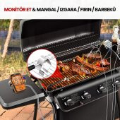 ThermoPro TP27C Alarmlı, Işıklı, Kablosuz 150m Menzilli ve 4 Problu Profesyonel Frın Termometresi thumbnail 2