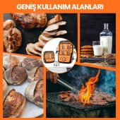 ThermoPro TP27C Alarmlı, Işıklı, Kablosuz 150m Menzilli ve 4 Problu Profesyonel Frın Termometresi thumbnail 8