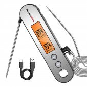 ThermoPro TP610 Su Geçirmez, Dijital ve Işıklı Çift Problu Katlanabilir Profesyonel Gıda Termometre - 1