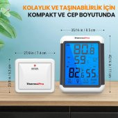 ThermoPro TP65 Dokunmatik Işıklı Geniş Ekran İç ve Dış Mekan (Sensörlü) Dijital Sıcaklık ve Nem Ölçer - 7
