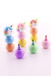 3 Adet 9 Kalemli Unicorn Tasarımlı Fosforlu Kalem Set - 7