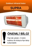 Goldsun Supra 1500 Watt GSS15 Kumandasız Suya Dayanıklı Elektrikli İnfrared Isıtıcı-Beyaz thumbnail 2