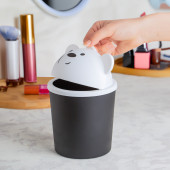Porsima L-00586 Hippo Minik Ayıcık Görünümlü Masaüstü Çöp Kovası - Çöp Kutusu Siyah Beyaz 2 L - 1